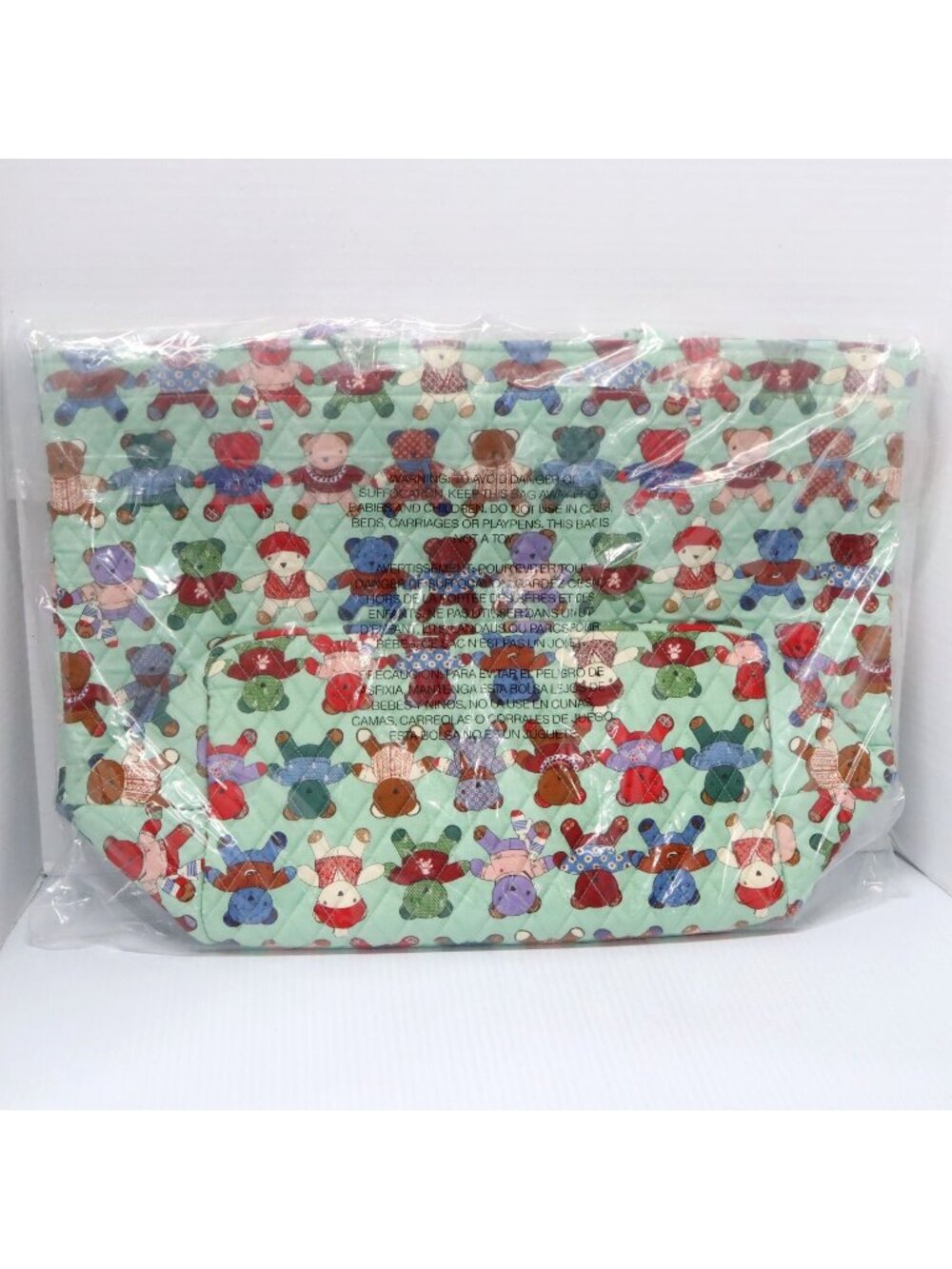 Vera Bradley Toasted Teddies Essential Grand Tote Teddy Bear Market Bag 14"